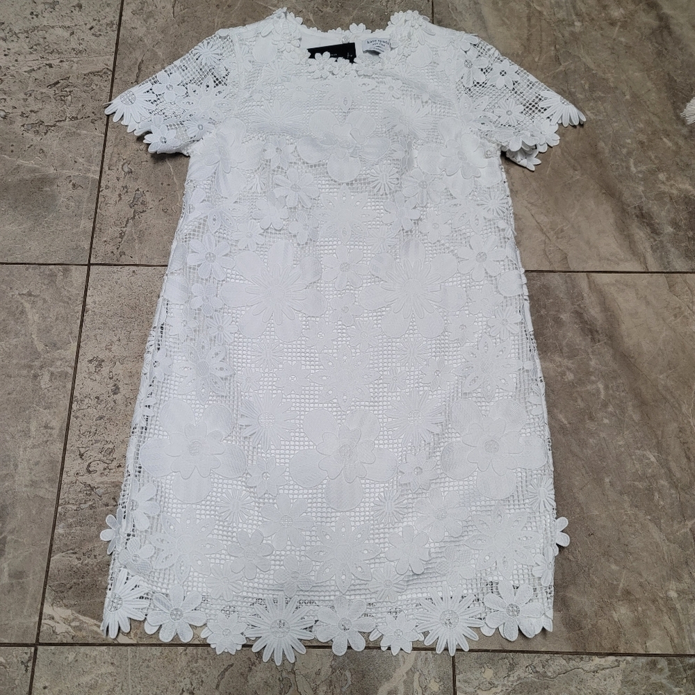 NWT Kate Spade Floral Lace Shirt Dress White Lace Shirt Sleeve Femenin 8 - Picture 5 of 10